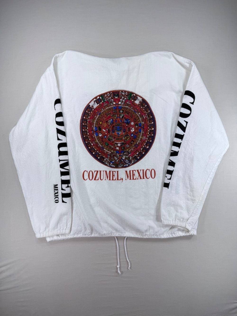 Chac Mool Vintage 90s Cozumel Mexico Graphic Zip Up Hoodie White XL EUC - Picture 6 of 8